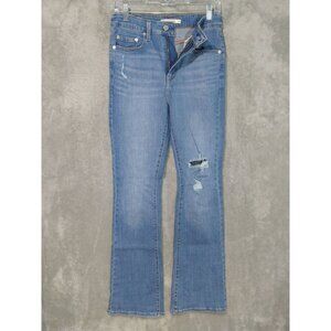 Levis 725 Jeans Womens 29 Blue Denim High Rise Bootcut Stretch Distressed